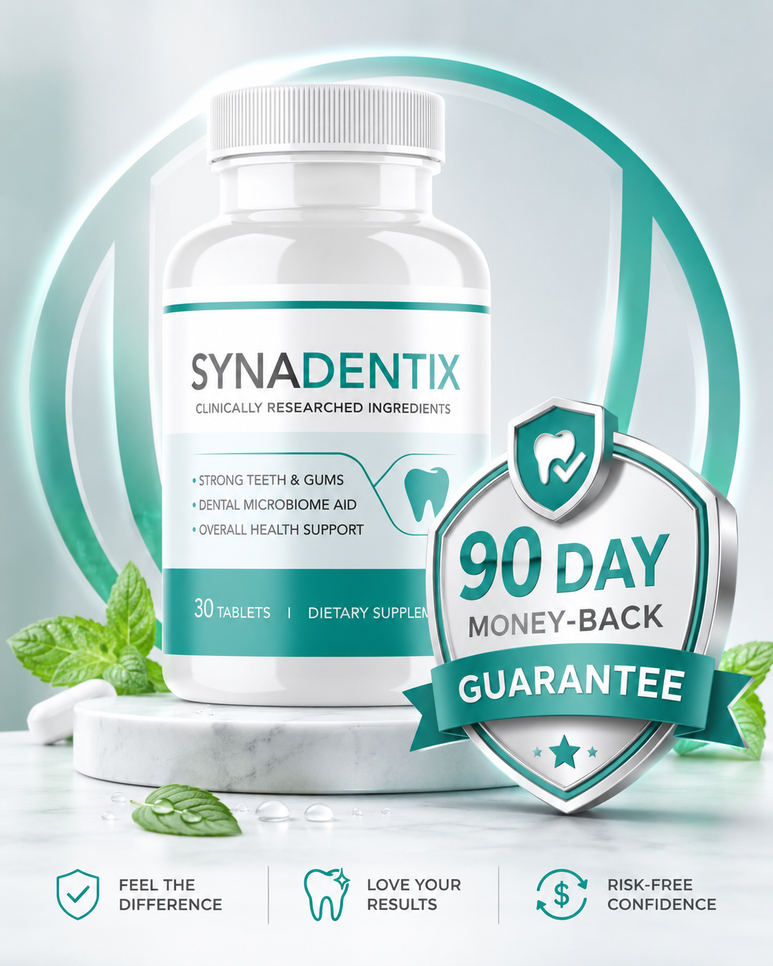 Synadentix 90-day money-back guarantee badge